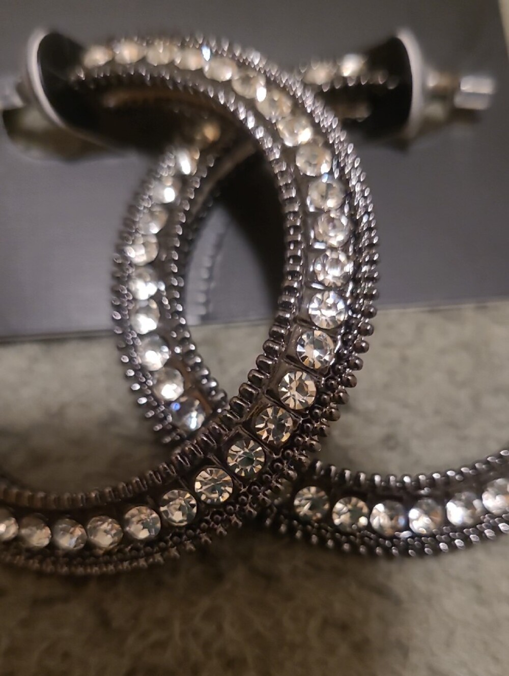 torrid Gunmetal Crystal Hoop Earrings Hemitite - Picture 4 of 4